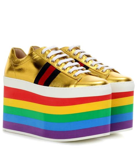 gucci rainbow shoe|Gucci rainbow platform shoes.